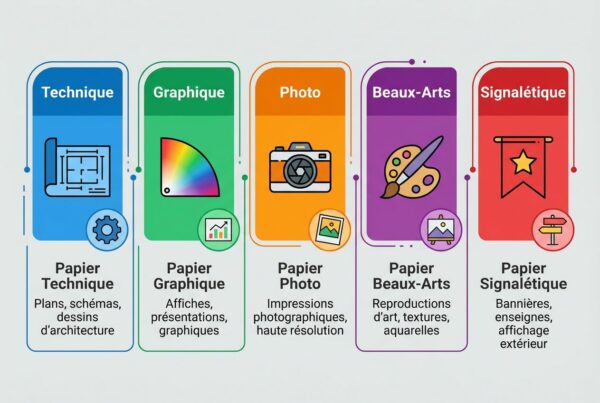 Impression grand format : bobine papier traceur grand format adaptée selon usage technique, graphique, photo, Beaux-Arts ou signalétique.
