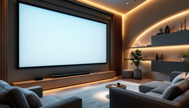 Comment maximiser l'espace avec un écran de projection mural dans votre salle de cinéma découvrez comment optimiser l'espace de votre salle de cinéma avec un écran de projection mural, alliant praticité et design pour une expérience immersive.