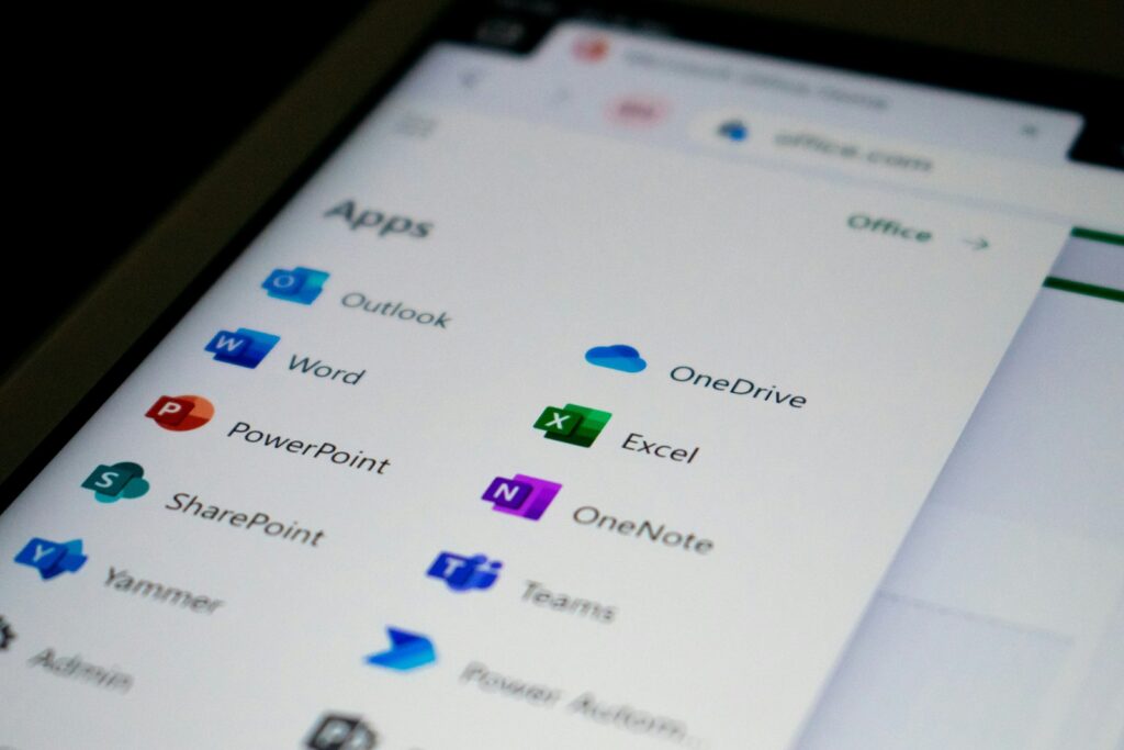 Applications Microsoft sur un écran tactile