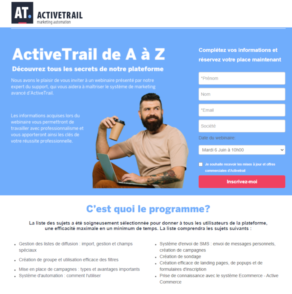 création landing page