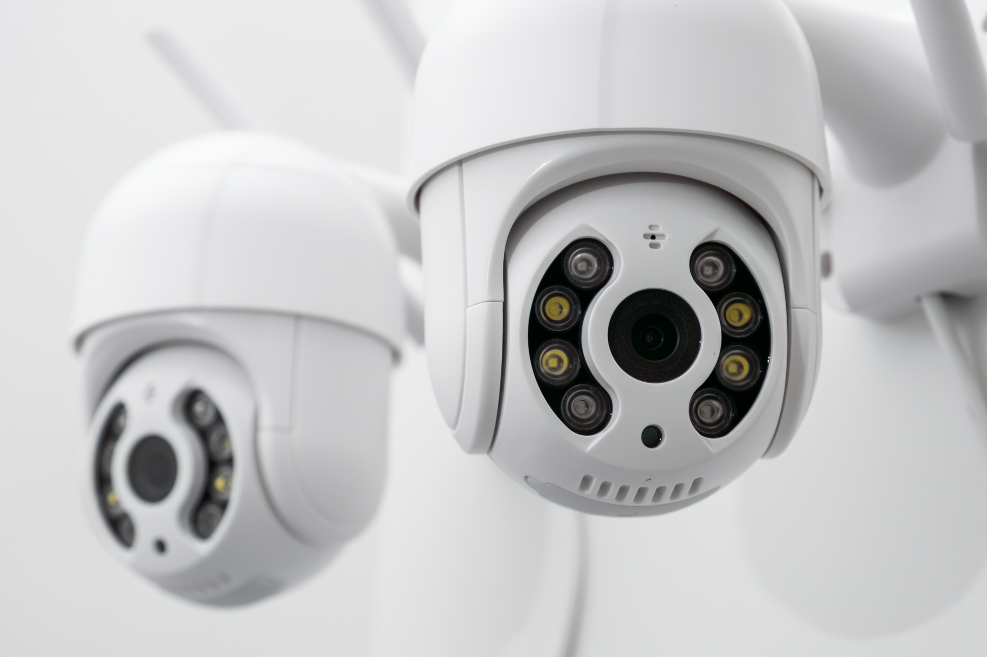 Surveillance cameras hanging on the wall for security and safety home