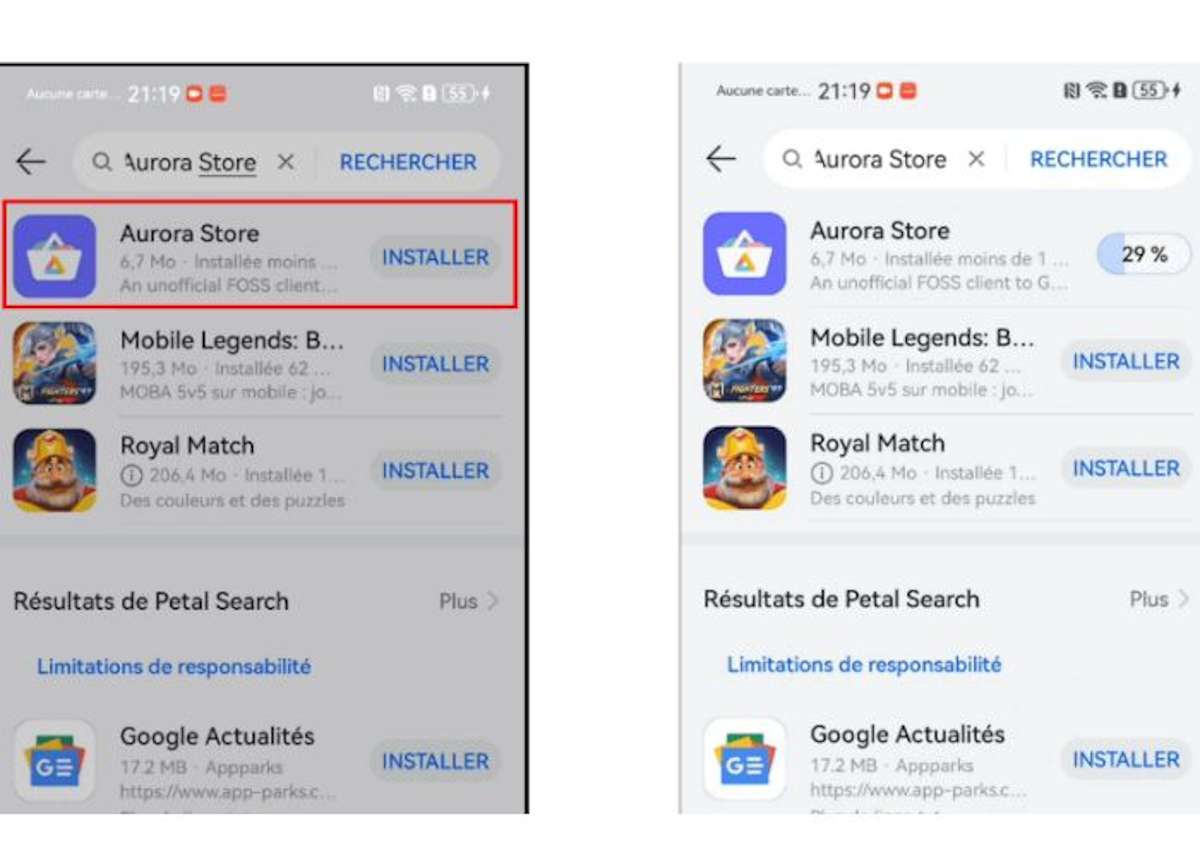 utilisation Aurora Store